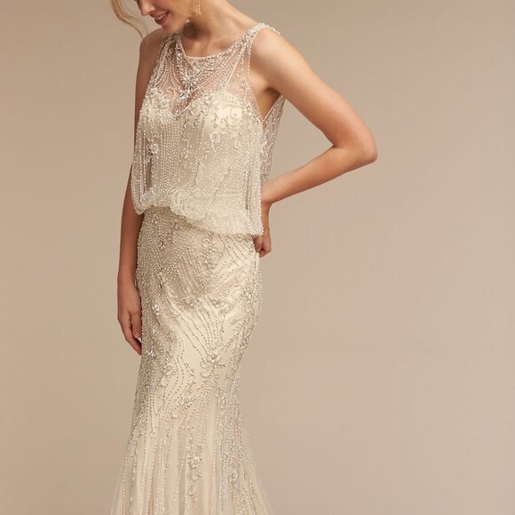 BHLDN Dresses & Skirts - BHLDN Jacinda Wedding Gown Size 4, 6, 8 NEW Art Deco 1920's Beaded